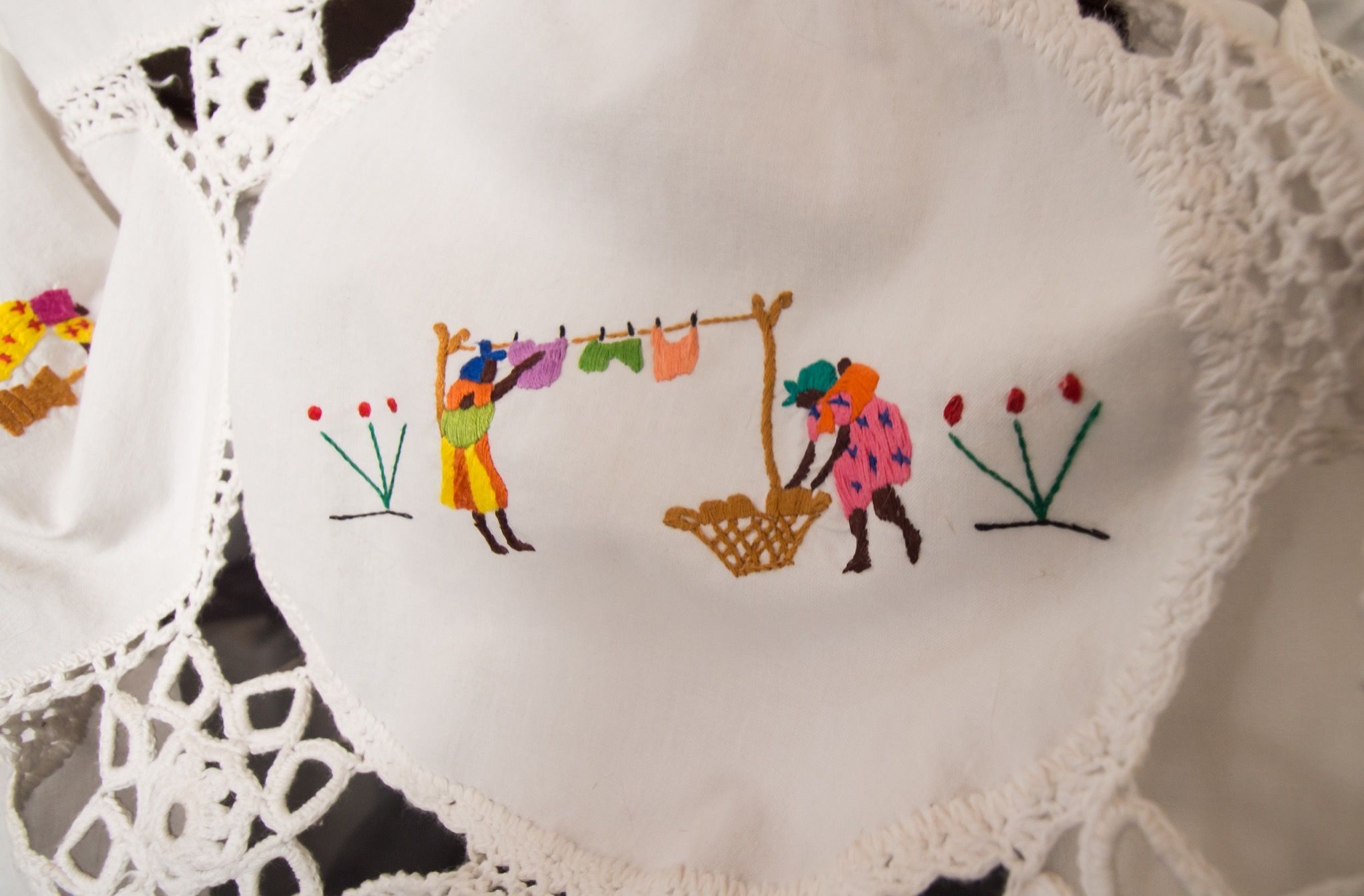 Hand embroidered linen detail